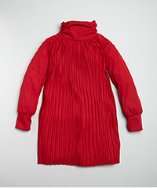 Christian Dior KIDS brick red pleated jersey high neck trapeze dress 