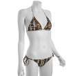 Vix Swimwear brown Zebra Long Tie string halter bikini top   