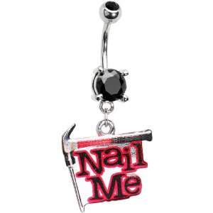  Pink Black Hammer Nail Me Belly Ring Jewelry