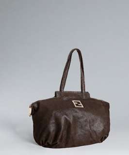 Fendi moro brown brushed shimmer leather Chain bag   up to 