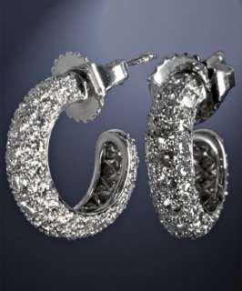 Tiffany & Co. diamond pave and platinum j hoop earrings   up 