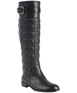 Christian Dior black cannage leather buckle detailboots