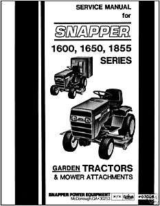 Snapper Tractor 1600,1650,1855 series Service Manual  