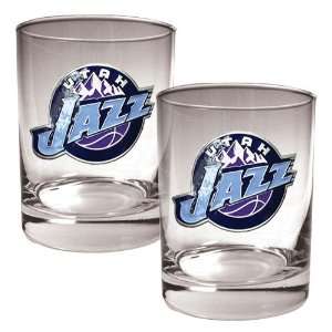  Utah Jazz NBA 2pc Rocks Glass Set   Primary Logo Sports 