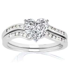 30 Ct Heart Shaped Petite Diamond Engagement Wedding Rings Set 14K 