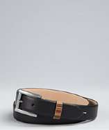 Paul Smith black leather stripe detail belt style# 319654501