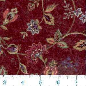  45 Wide Flannel Arabesque   Wine Fabric By The Yard 