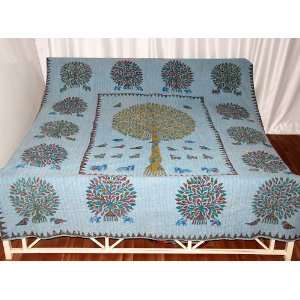 com Classic Designer Bedspread Tree of Life with Thread & Patch Work 