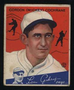 1934 GOUDEY ~ #2 ~ MICKEY COCHRANE ~ HALL OF FAME  
