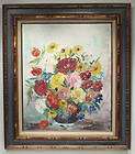 RARE OIL PAINTING CANVAS FLORAL WOOD FRAME SIGNED ART  