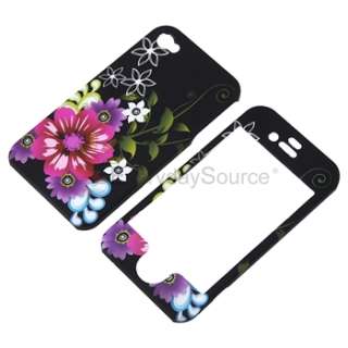   Flower Rubber Coated Snap on Hard Case Cover for iPhone 4 G 4S  