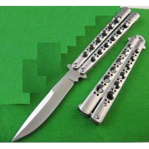  grey silver sharp METAL Practice BALISONG BUTTERFLY Knife 