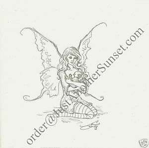 Amy Brown Signed Original Sketch OOAK Mother Fairy Baby  