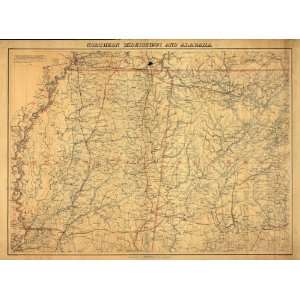 Civil War Map Northern Mississippi and Alabama Compiled and engraved 