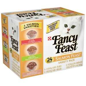 Fancy Feast Gourmet Cat Food Salmon Feast Variety Pack, 24 Count Cans 