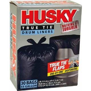 Husky HKK55030B True Tie 55 Gallon Drum Liners, 30 Count