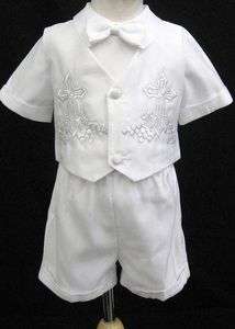 New Infant Toddler Boy Baptism Christening Suit Gown Outfit XS S M L 