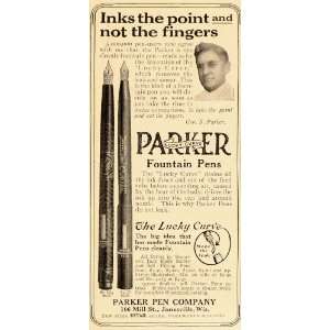  1913 Vintage Ad Geo. S. Parker Lucky Curve Fountain Pen 