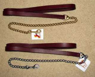 FSS In Hand Leather SHOW Lead Reins Stallion/Colt Chain  