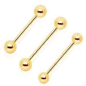 Gold Plated Over 316L Surgical Steel Barbell with Balls   14g (1.6mm 