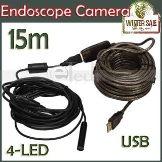 15M 4 LED USB Endoscope Snake Inspection Camera Waterproof Cam  