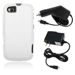 Motorola Admiral XT603   White Hard Plastic Case Cover + Car Charger 