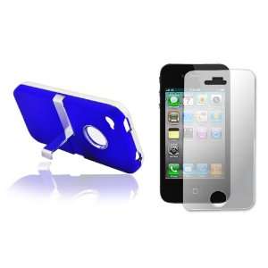  Apple iPhone 4 Kick Stand Rubberized Hard Case and Screen 