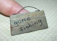 Miniature Gone Fishing Weathered Board DOLLHOUSE  