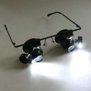  Watch Repair Magnifier Loupe 20X Glasses With LED Light 