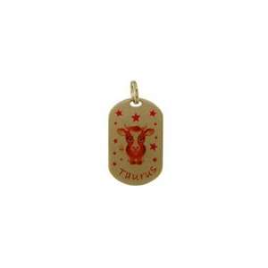 18Kt Yellow Gold Medal with Taurus Zodiac Sign Charm (20mm X 13mm/24mm 