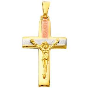    color Gold Jesus Cross Religious Charm Pendant GoldenMine Jewelry