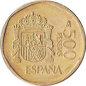 1989 Spain 500 Pesetas Coin Juan Carlos & Sofia KM#831  