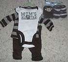 CARTERS 3PC PREEMIE MONKEY MOMS ALL STAR OUTFIT WITH 2PC BOTTIES 