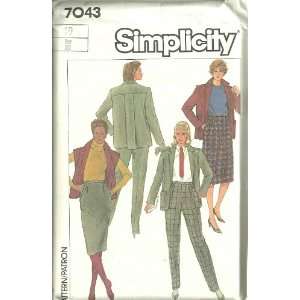 Misses pants, Skirt, Unlined Jacket And Vest Simplicity Sewing Pattern 