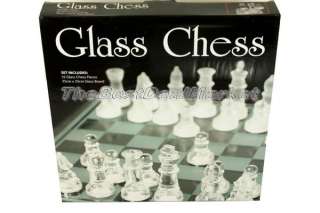 Large Glass Chess Set 32 Pieces 35cmX35cm Glass Board  