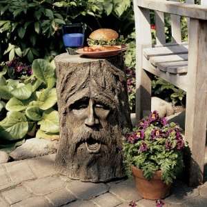   Mystical Greenman Outdoor Tree Stump Sculptural Table
