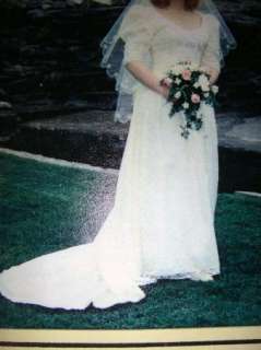 Vintage Bridallure Antique White Princess Cut Wedding Gown Sz 12 