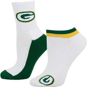   Packers Ladies White Quarter & Footie 2 Pack Socks