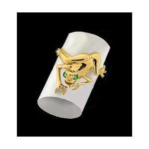    14KT Gold Frog Ring with Emerald Eyes/14kt yellow gold Jewelry