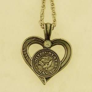  US Navy Pewter Heart Necklace with Chain 