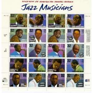 Jazz Musicians 20 x 32 cent U.S. Postage Stamps 1994