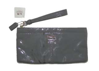 NEW COACH MADISON GRAY GREY PATENT LEATHER ZIP CLUTCH BAG WALLET 45985 