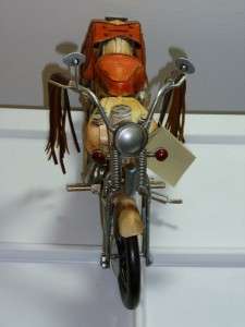   Wood & Tin Decorative Indian Chief Motorcycle Figurine 16 x 9  