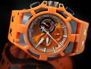   Mens Reserve Akula Swiss Made Chronograph Orange Strap Watch 0635 NEW