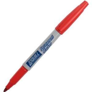  Quill Brand Permanent Sharp Point Markers Fine Point, Red 