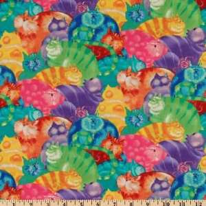  44 Wide Novelties Fat Cats Bright Fabric By The Yard 