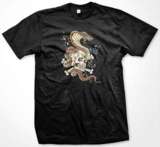 Skull And Snake  Traditional Tattoo Art Mens T shirt  