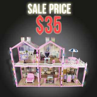 139 PC Deluxe Dollhouse Children Girl Toy Playset Fits Barbie Size 