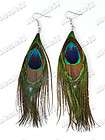 wholesale bulk natural peacock feather silver p sexy charm earrings 