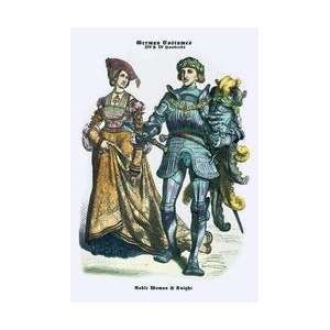  German Costumes Noble Woman and Knight 20x30 poster